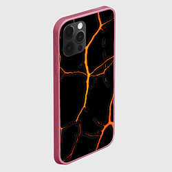 Чехол для iPhone 12 Pro Max Оранжевые трещины, цвет: 3D-малиновый — фото 2