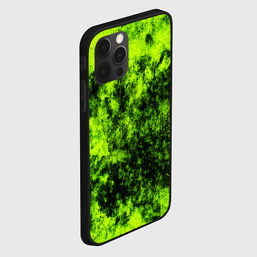 Чехол iPhone 12 Pro Max Яркий неоновый салатовый гранж / 3D-Черный – фото 2