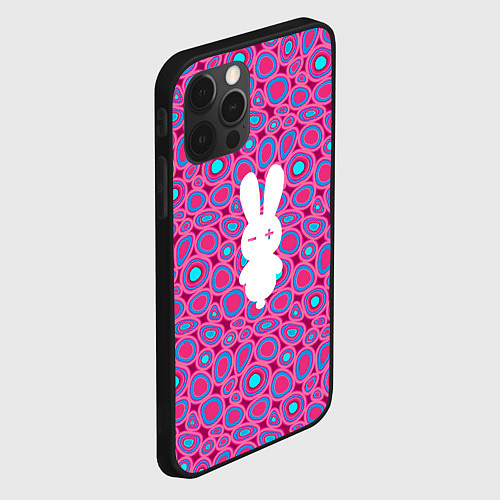 Чехол iPhone 12 Pro Max Белый кролик на розовом - символ 2023 / 3D-Черный – фото 2