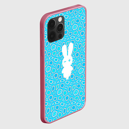 Чехол iPhone 12 Pro Max Белый кролик на голубом - символ 2023 / 3D-Малиновый – фото 2