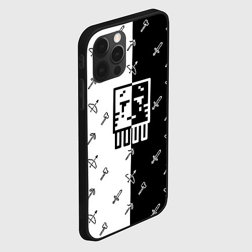 Чехол iPhone 12 Pro Max Майнкрафт гаст с инструментами / 3D-Черный – фото 2