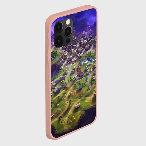 Чехол iPhone 12 Pro Max Фортнайт карта / 3D-Светло-розовый – фото 2