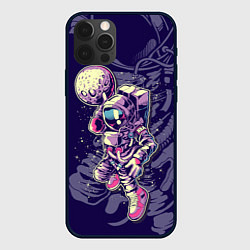Чехол для iPhone 12 Pro Max Космонавт с луной, цвет: 3D-черный