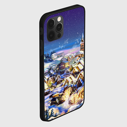 Чехол iPhone 12 Pro Max Рождественская деревня / 3D-Черный – фото 2