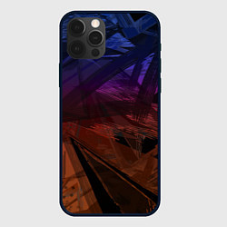 Чехол для iPhone 12 Pro Max Абстрактный черный узор на сиреневом, коричневом ф, цвет: 3D-черный