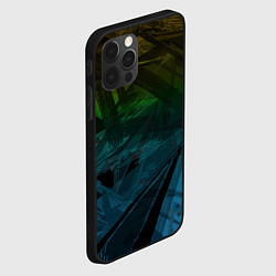 Чехол для iPhone 12 Pro Max Черный абстрактный узор на сине-зеленом фоне, цвет: 3D-черный — фото 2