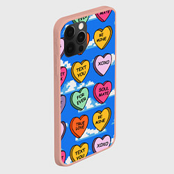 Чехол для iPhone 12 Pro Max Валентинки конфетки сердечки с посланиями, цвет: 3D-светло-розовый — фото 2