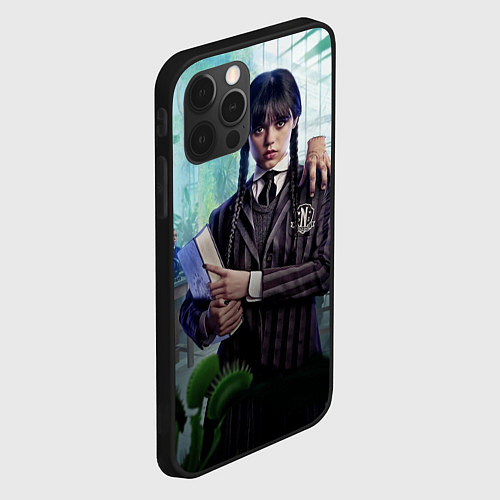 Чехол iPhone 12 Pro Max Уэнсдэй с книгой и вещь / 3D-Черный – фото 2