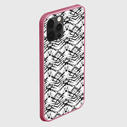 Чехол для iPhone 12 Pro Max Черно белый геометрический узор, цвет: 3D-малиновый — фото 2