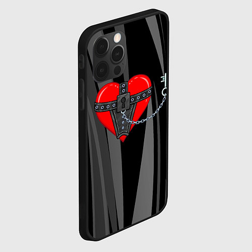 Чехол iPhone 12 Pro Max Сердце и ключ bdsm / 3D-Черный – фото 2