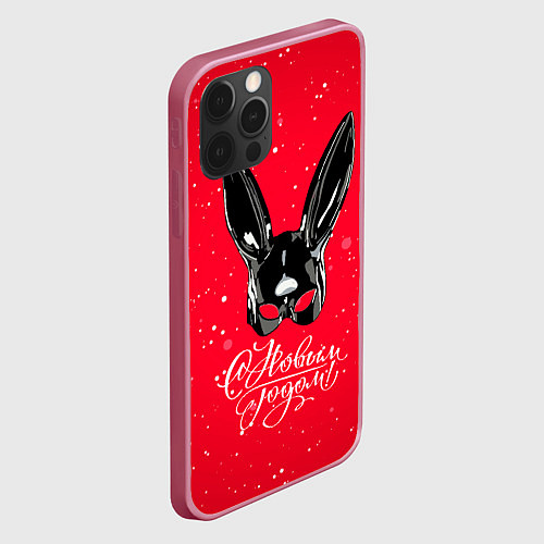 Чехол iPhone 12 Pro Max Маска зайки новогодняя / 3D-Малиновый – фото 2