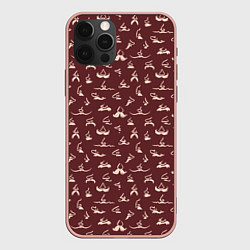Чехол для iPhone 12 Pro Max Усы и носы в шоколаде, цвет: 3D-светло-розовый
