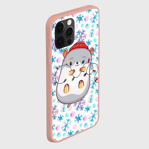 Чехол iPhone 12 Pro Max Хомячок с гирнядой / 3D-Светло-розовый – фото 2