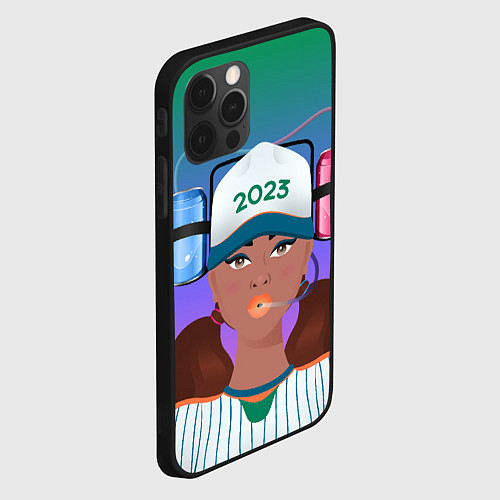 Чехол iPhone 12 Pro Max Девушка фанатик / 3D-Черный – фото 2