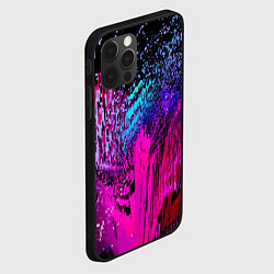 Чехол для iPhone 12 Pro Max Абстрактное множество розовых, фиолетовых и синих, цвет: 3D-черный — фото 2