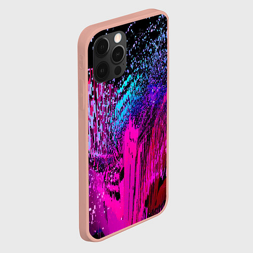 Чехол iPhone 12 Pro Max Абстрактное множество розовых, фиолетовых и синих / 3D-Светло-розовый – фото 2