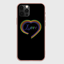 Чехол для iPhone 12 Pro Max Разноцветное сердце, цвет: 3D-светло-розовый