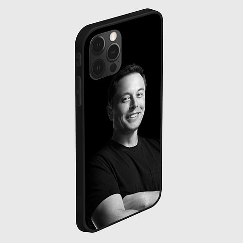 Чехол iPhone 12 Pro Max Илон Маск, портрет / 3D-Черный – фото 2