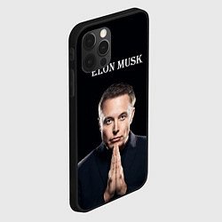 Чехол для iPhone 12 Pro Max Илон Маск, портрет на черном фоне, цвет: 3D-черный — фото 2
