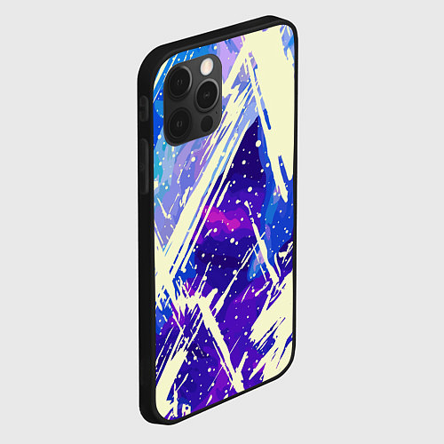 Чехол iPhone 12 Pro Max Синие и фиолетовые мазки краски / 3D-Черный – фото 2