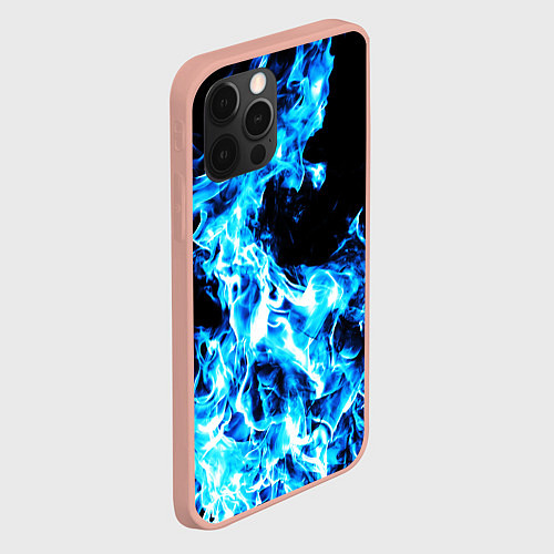 Чехол iPhone 12 Pro Max Красивый неоновый синий огонь / 3D-Светло-розовый – фото 2