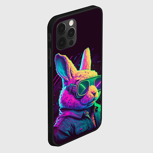 Чехол iPhone 12 Pro Max Модный кролик в очках / 3D-Черный – фото 2