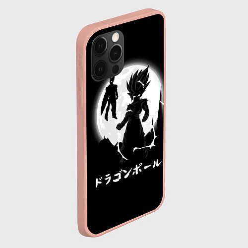 Чехол iPhone 12 Pro Max Dragon Ball Гоку при луне / 3D-Светло-розовый – фото 2
