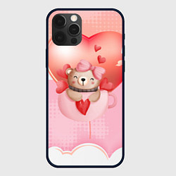 Чехол для iPhone 12 Pro Max Мишка в чашке с сердечком, цвет: 3D-черный