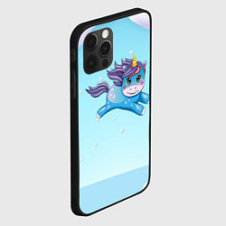 Чехол для iPhone 12 Pro Max Синий единорог в прыжке, цвет: 3D-черный — фото 2