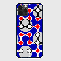 Чехол для iPhone 12 Pro Max Абстрактные сине-красные паттерны и шары, цвет: 3D-черный