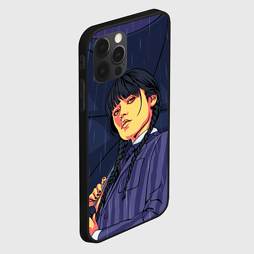 Чехол iPhone 12 Pro Max Уэнсдэй с зонтом / 3D-Черный – фото 2