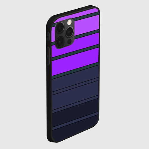 Чехол iPhone 12 Pro Max Полосатый узор в серых и фиолетовых тонах / 3D-Черный – фото 2