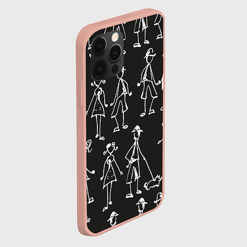 Чехол iPhone 12 Pro Max Черно-белые люди / 3D-Светло-розовый – фото 2