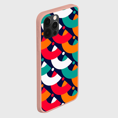Чехол iPhone 12 Pro Max Множество абстрактных кругов и пластин / 3D-Светло-розовый – фото 2