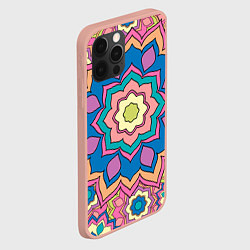 Чехол для iPhone 12 Pro Max Цветочный разноцветный паттерн, цвет: 3D-светло-розовый — фото 2