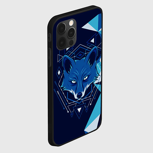 Чехол iPhone 12 Pro Max Голова синей лисы / 3D-Черный – фото 2