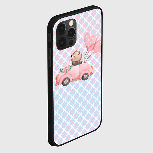 Чехол iPhone 12 Pro Max Мишка едет в авто / 3D-Черный – фото 2