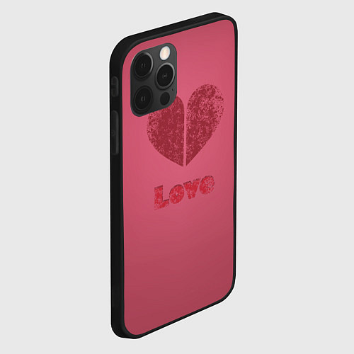 Чехол iPhone 12 Pro Max Сердце с любовью гранж / 3D-Черный – фото 2