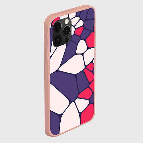 Чехол iPhone 12 Pro Max Бело-фиолетово-красный паттерн из камней / 3D-Светло-розовый – фото 2
