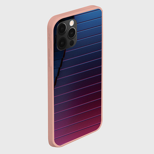 Чехол iPhone 12 Pro Max Абсрактная лестничная тёмно-синяя текстура / 3D-Светло-розовый – фото 2