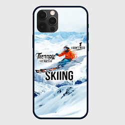 Чехол для iPhone 12 Pro Max Горные лыжи спуск, цвет: 3D-черный
