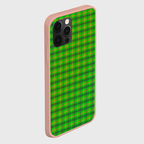 Чехол iPhone 12 Pro Max Шотландка зеленая крупная / 3D-Светло-розовый – фото 2