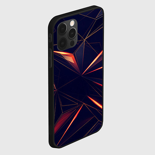 Чехол iPhone 12 Pro Max Темная абстракция треугольники / 3D-Черный – фото 2