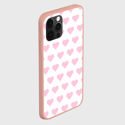 Чехол iPhone 12 Pro Max Pink hearts / 3D-Светло-розовый – фото 2