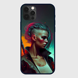 Чехол для iPhone 12 Pro Max Cyberpunk girl art, цвет: 3D-черный