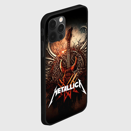 Чехол iPhone 12 Pro Max Metallica гитара и логотип / 3D-Черный – фото 2