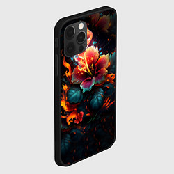 Чехол для iPhone 12 Pro Max Огненный цветок на темном фоне, цвет: 3D-черный — фото 2