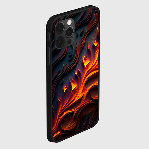 Чехол iPhone 12 Pro Max Огненный орнамент с языками пламени / 3D-Черный – фото 2