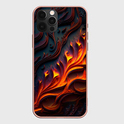 Чехол для iPhone 12 Pro Max Огненный орнамент с языками пламени, цвет: 3D-светло-розовый