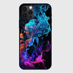 Чехол для iPhone 12 Pro Max Неоновый цветной дым на черном фоне, цвет: 3D-черный